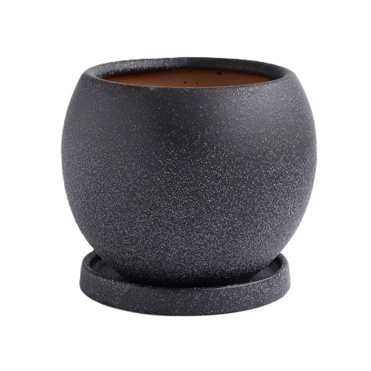 皿付鉢 ロトンド / ブラック / Φ15×H12cm