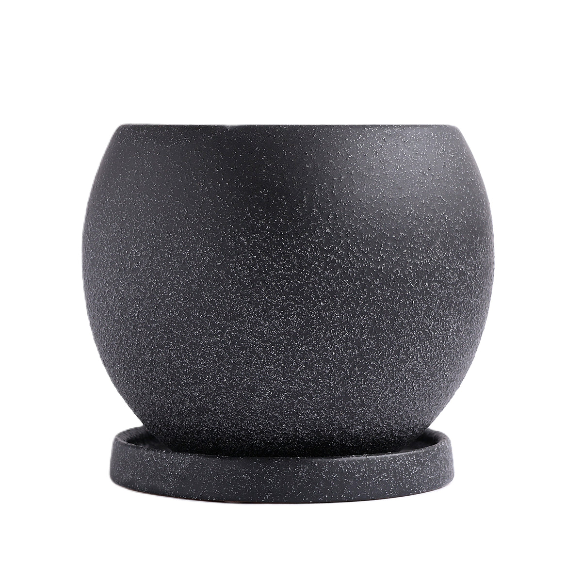 皿付鉢 ロトンド / ブラック / Φ15×H12cm