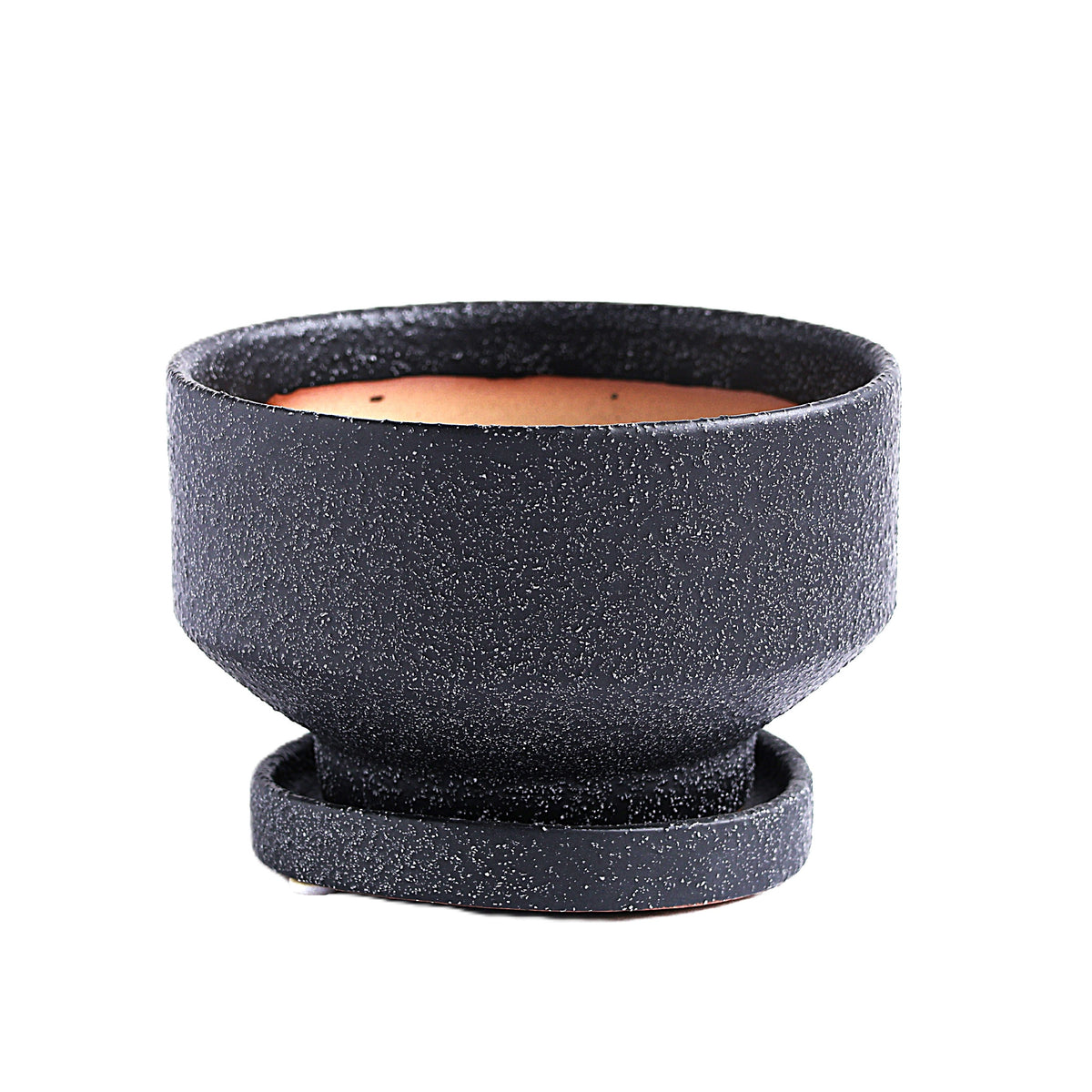 皿付鉢 プラサ / ブラック / Φ12×H7.5cm