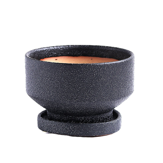 皿付鉢 プラサ / ブラック / Φ12×H7.5cm
