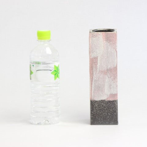 花入　白刷毛目ピンク / W6×D6×H20cm